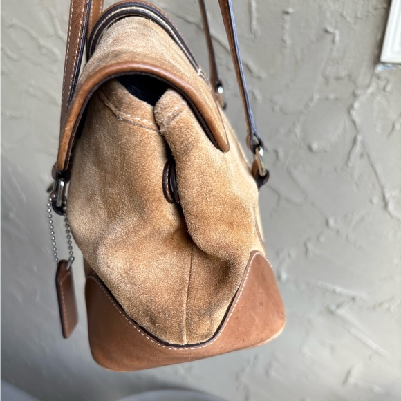 Coach Suede and Leather Shoulder Bag in Tan - Picture 4 of 13